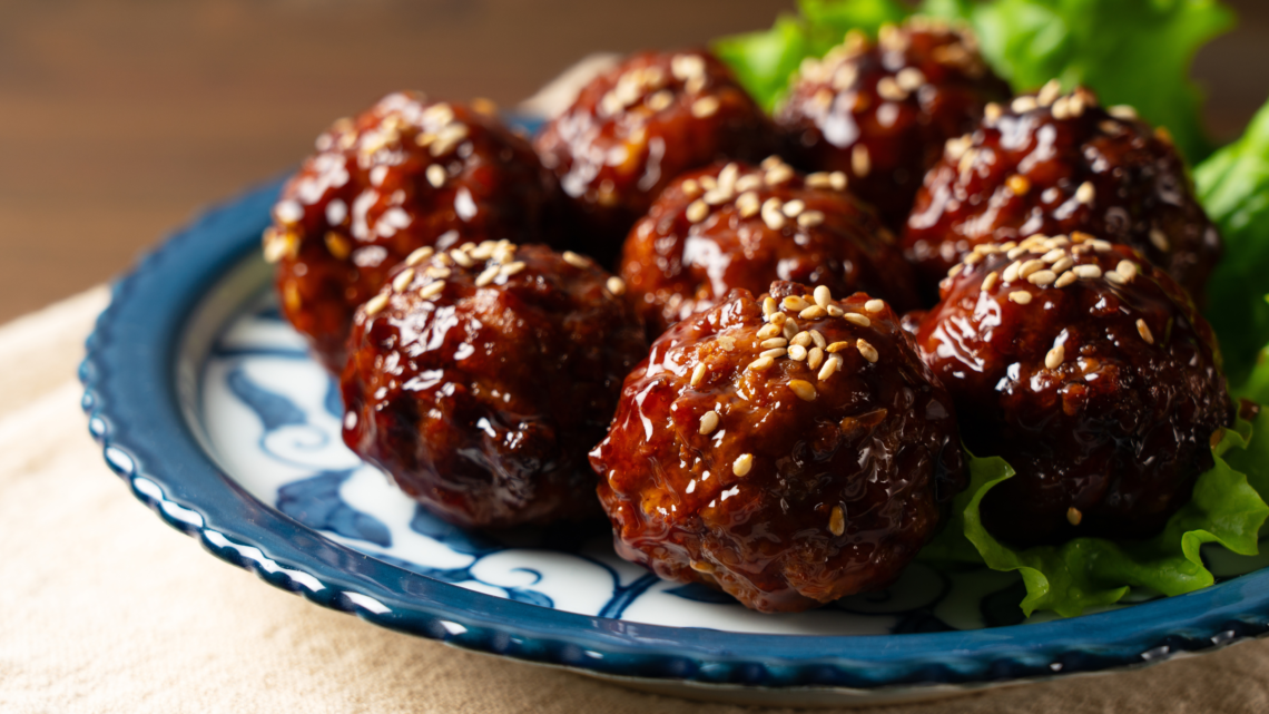Sticky beef meatballs
