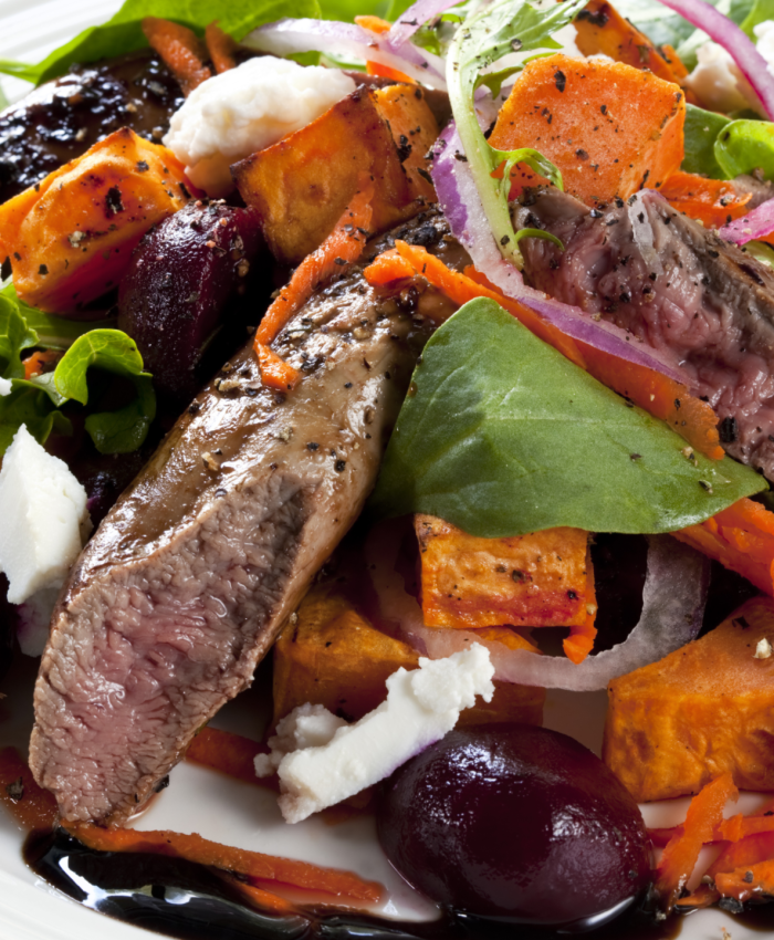 Balsamic lamb steak salad