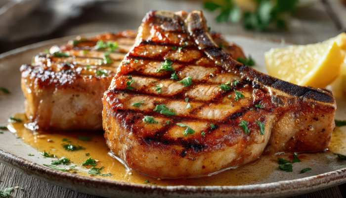 Lemon & garlic pork chops