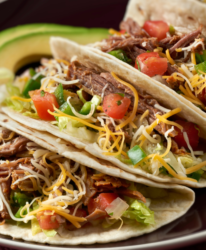 Shredded beef tacos