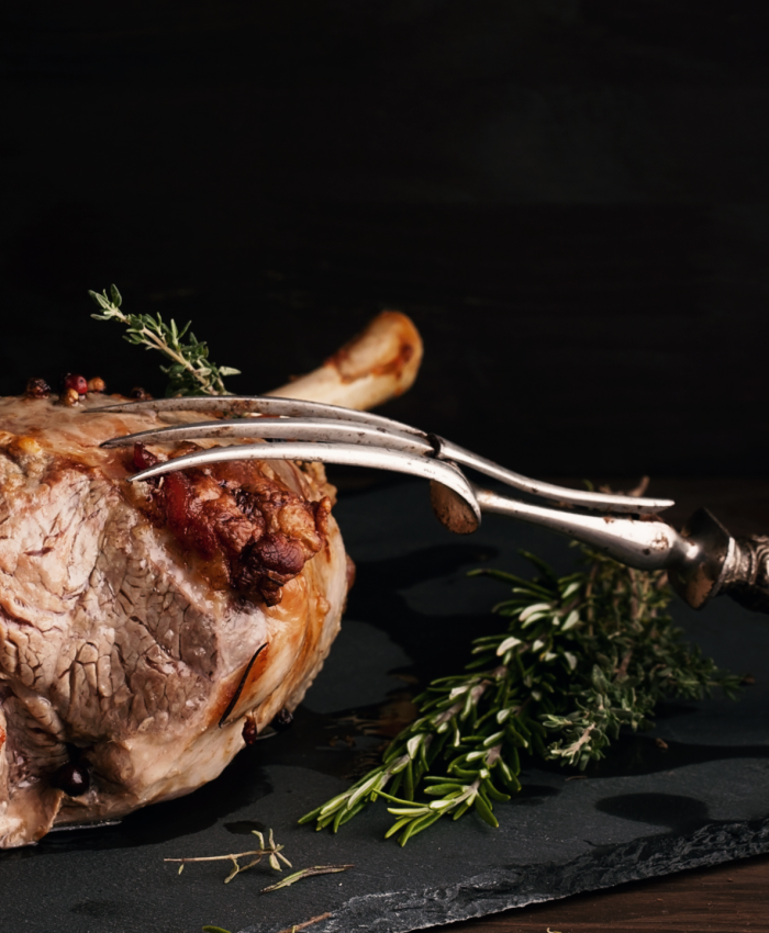 Slow-roasted leg of lamb