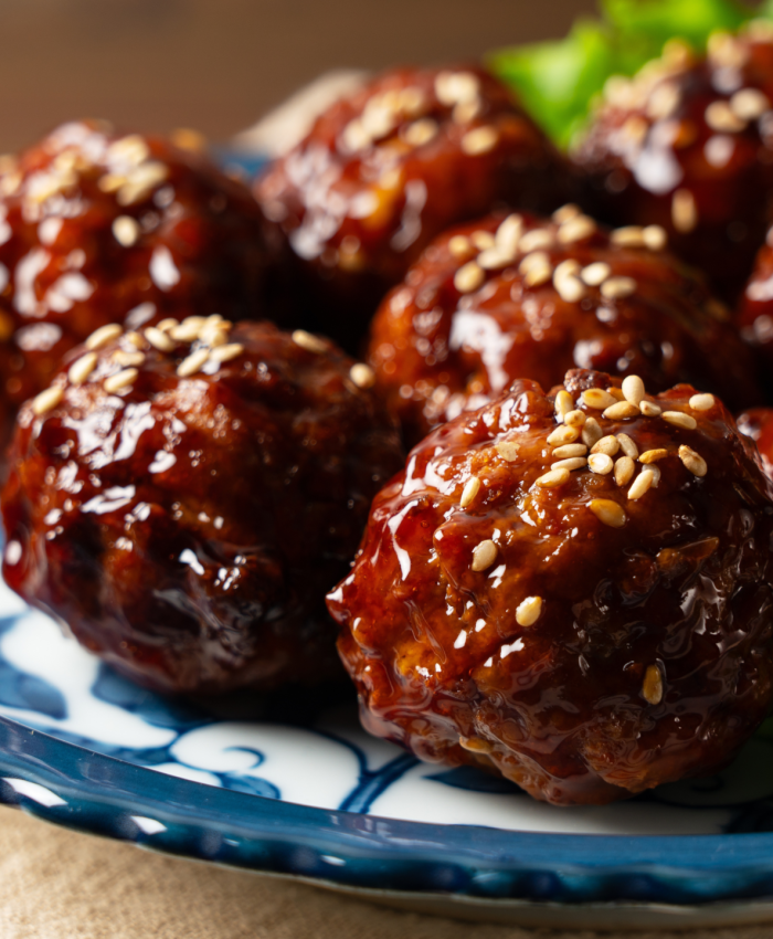 Sticky beef meatballs